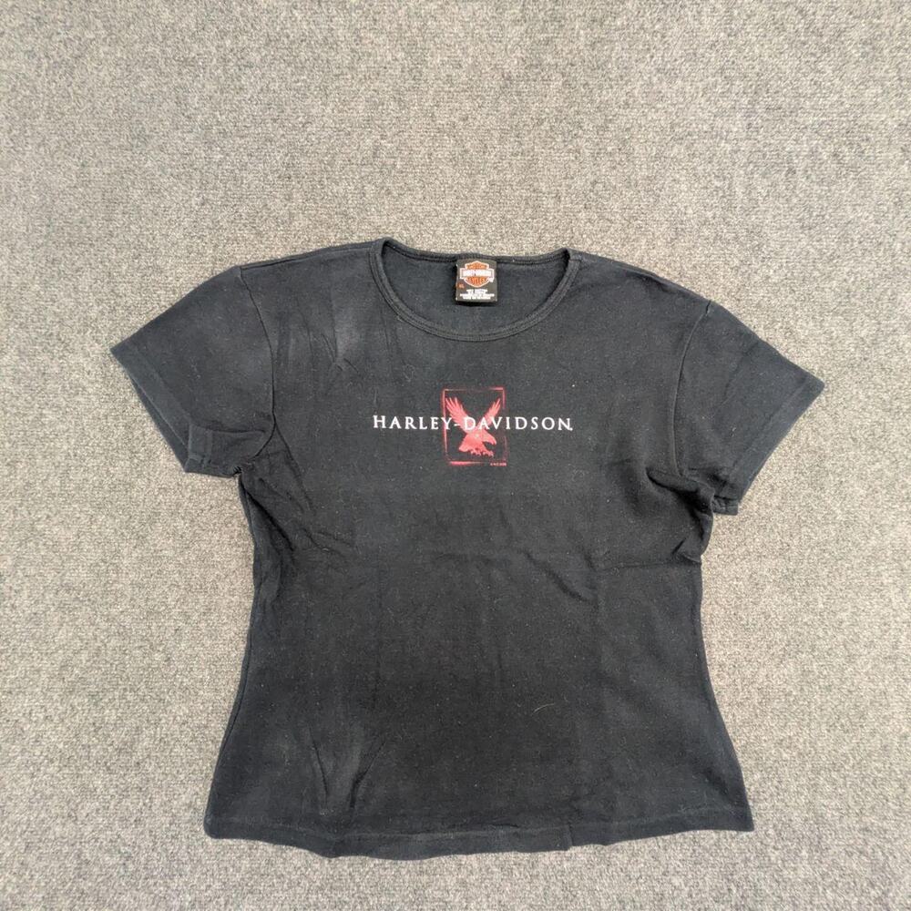 Harley Davidson T Shirt Womens XL Black Graphic Crew Neck Short Sleeve Pullover